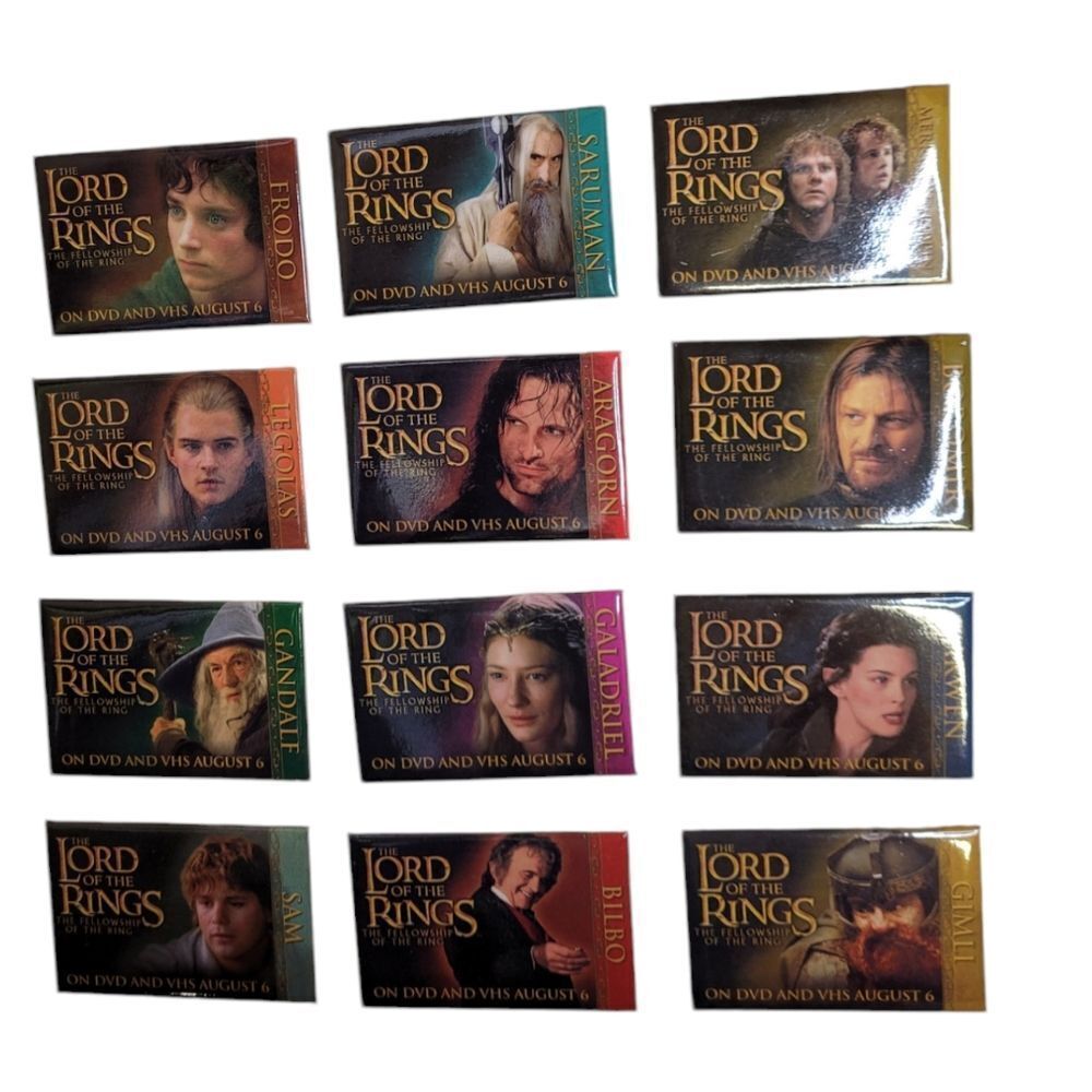 VINTAGE 2001 promotional Lord Of The Rings full set of‎ 12 pins LOTR